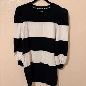 New York & Company Black and White Striped Sweatshirt